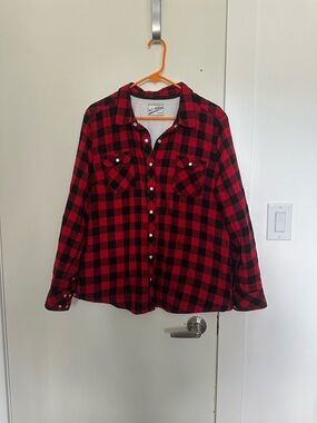 Red and Black Buffalo Plaid Button-Up Shirt